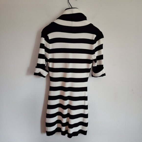 Ladies SZ PM Inc Black/Cream Cowl Neck Stripe Short-Sleeve Tunic … - Picture 2 of 3